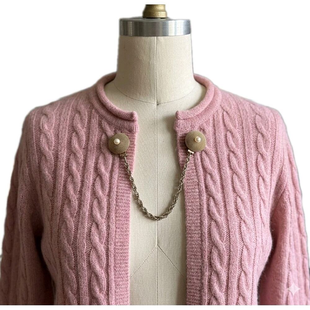 Vintage 1950s Sweater Clip Cardigan Guard Gold Tone Mesh Faux Pearl Mid Century
